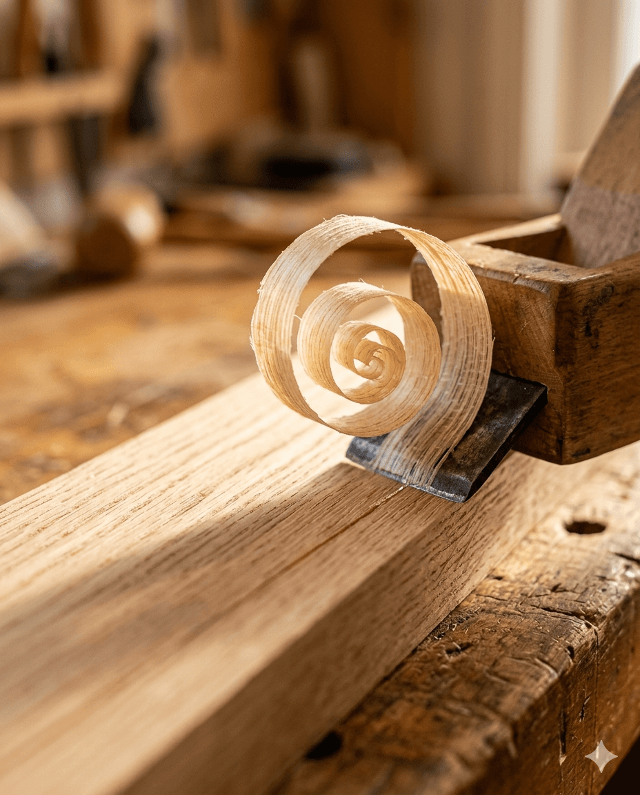 Holzspan auf Werkbank