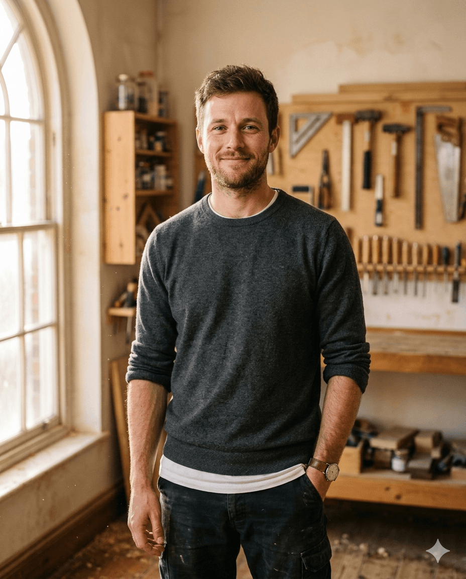 Compagnon Alexander Wigge in der Werkstatt