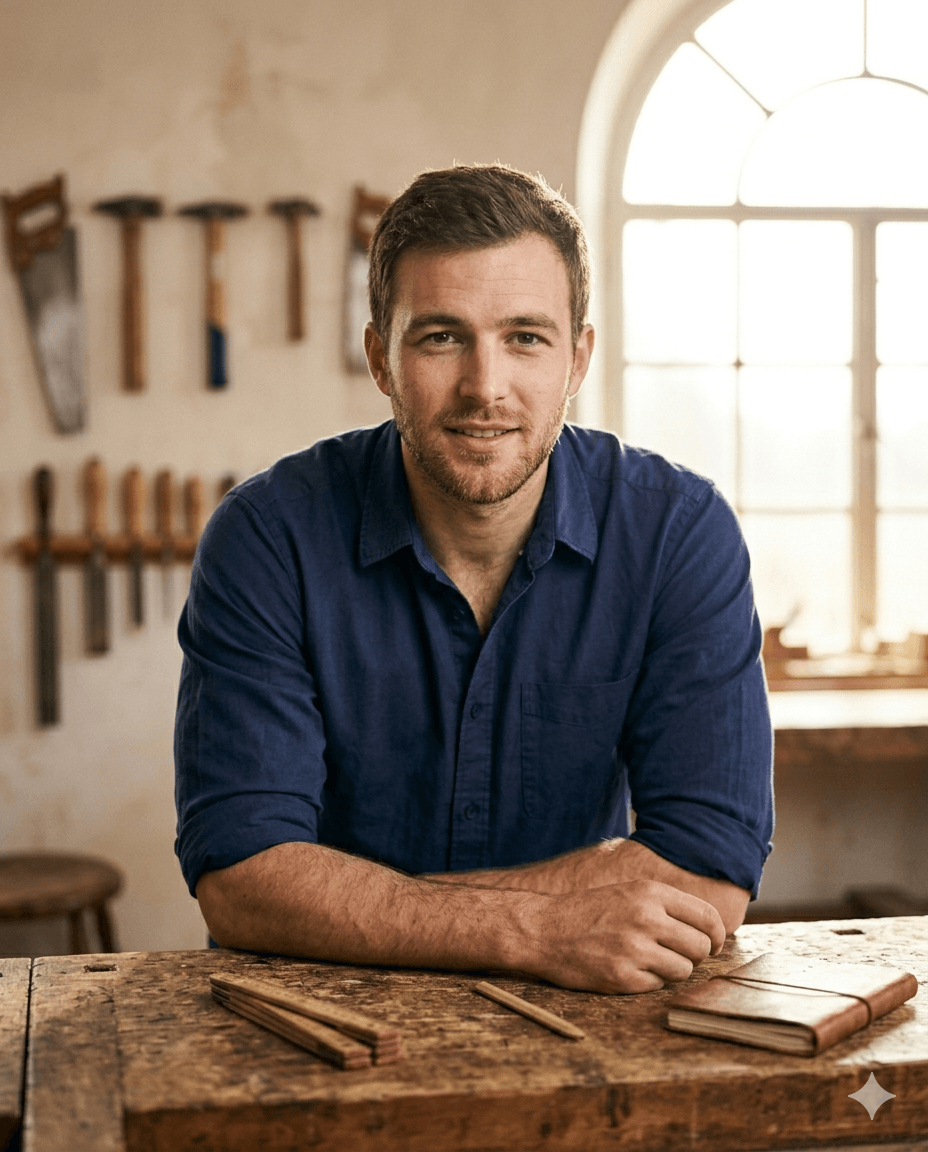 Compagnon Nico Walendy an der Werkbank